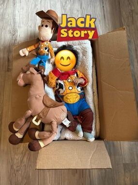 Toy Story Woody Costume + Plush Bullseye Horse + Plush Woody Doll